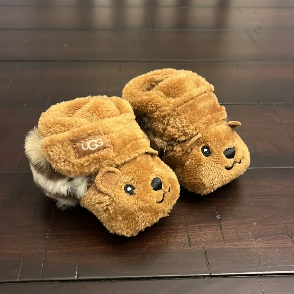 Ugg Australia I Bixbie Teddy Bear Stuffie Booties Boots Shoes Infant Baby Sz 0/1